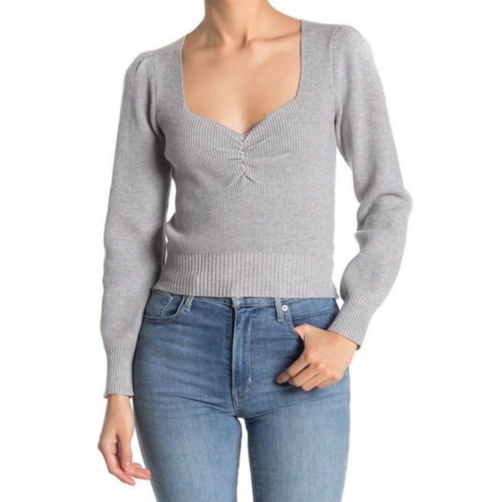 Astr Gray V-Neck Sweater
